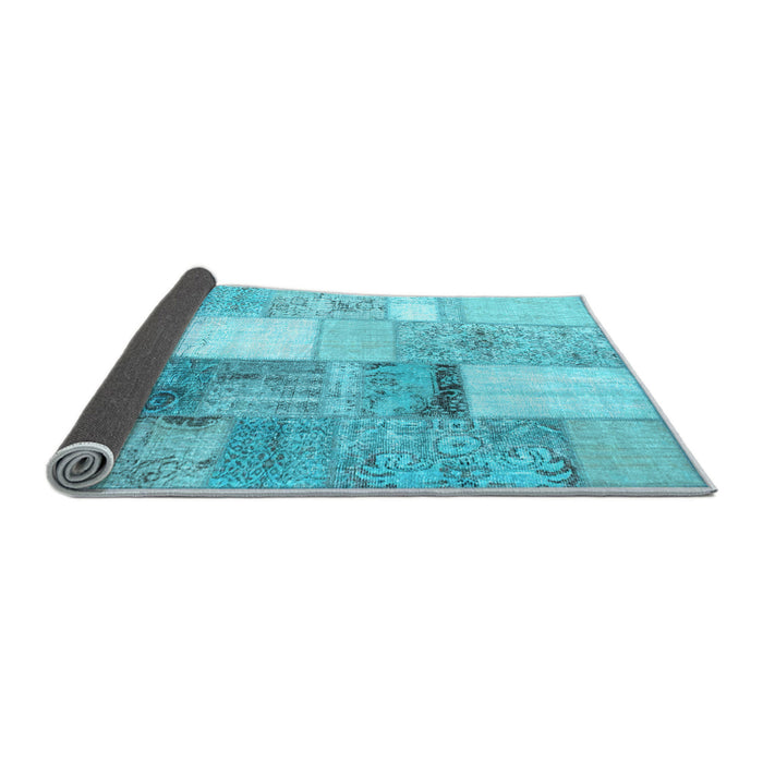 Sideview of Patchwork Light Blue Transitional Rug, con1204lblu