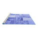 Sideview of Machine Washable Patchwork Blue Transitional Rug, wshcon1204blu