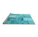 Sideview of Machine Washable Patchwork Light Blue Transitional Rug, wshcon1204lblu