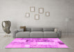 Machine Washable Patchwork Pink Transitional Rug in a Living Room, wshcon1204pnk