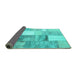 Sideview of Patchwork Turquoise Transitional Rug, con1204turq