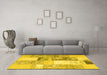 Machine Washable Patchwork Yellow Transitional Rug in a Living Room, wshcon1204yw