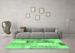 Machine Washable Patchwork Emerald Green Transitional Area Rugs in a Living Room,, wshcon1204emgrn