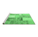 Sideview of Machine Washable Patchwork Emerald Green Transitional Area Rugs, wshcon1204emgrn