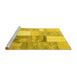 Sideview of Machine Washable Patchwork Yellow Transitional Rug, wshcon1204yw