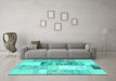 Machine Washable Patchwork Turquoise Transitional Area Rugs in a Living Room,, wshcon1204turq