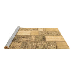 Sideview of Machine Washable Patchwork Brown Transitional Rug, wshcon1204brn