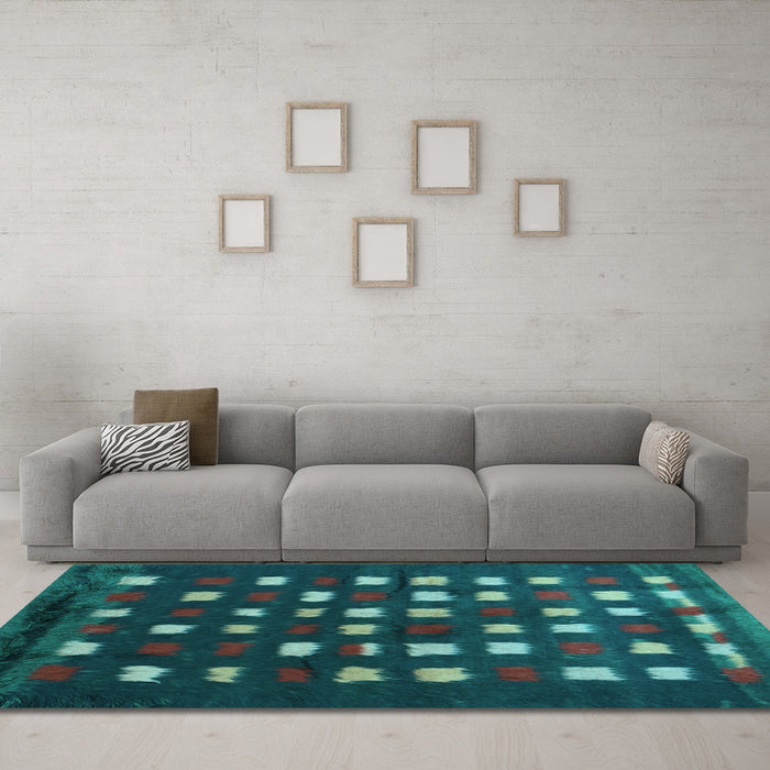 Machine Washable Abstract Light Blue Contemporary Rug in a Living Room, wshcon1205lblu