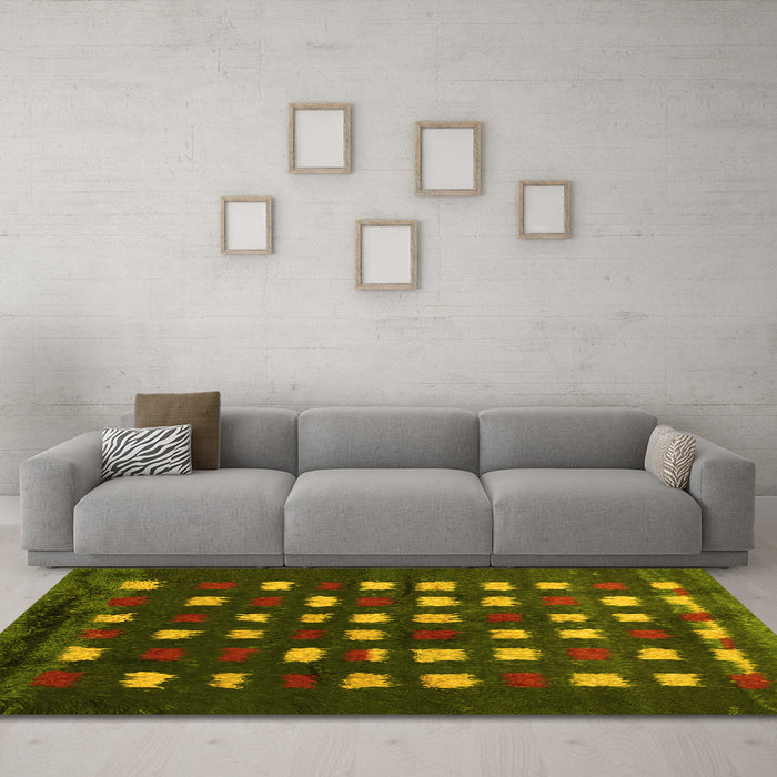 Machine Washable Abstract Yellow Contemporary Rug in a Living Room, wshcon1205yw