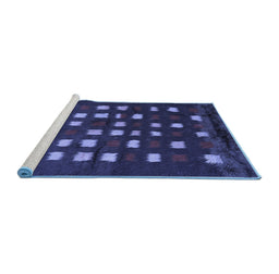 Sideview of Machine Washable Abstract Blue Contemporary Rug, wshcon1205blu
