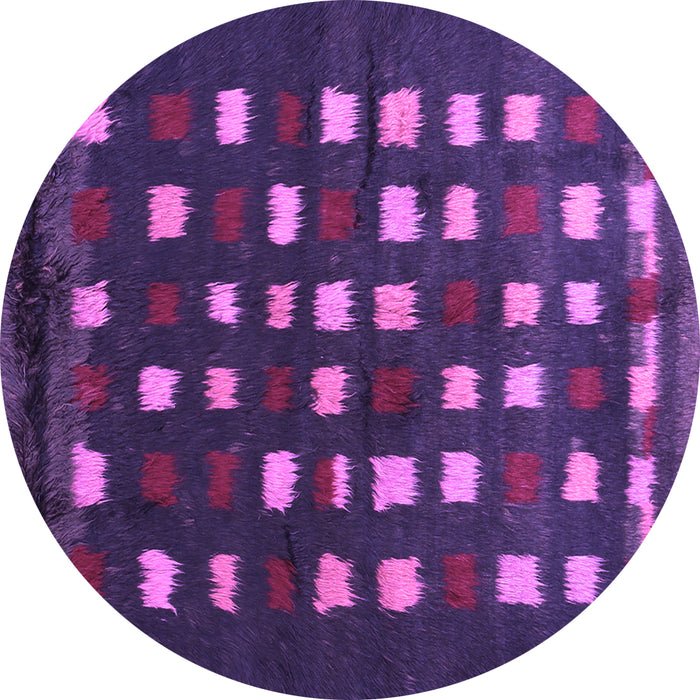Round Machine Washable Abstract Purple Contemporary Area Rugs, wshcon1205pur