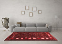Machine Washable Abstract Red Contemporary Rug, wshcon1205red