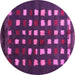 Round Abstract Pink Contemporary Rug, con1205pnk