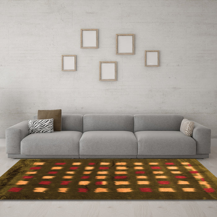 Machine Washable Abstract Orange Contemporary Area Rugs in a Living Room, wshcon1205org