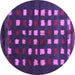Round Abstract Purple Contemporary Rug, con1205pur