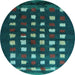 Round Abstract Light Blue Contemporary Rug, con1205lblu