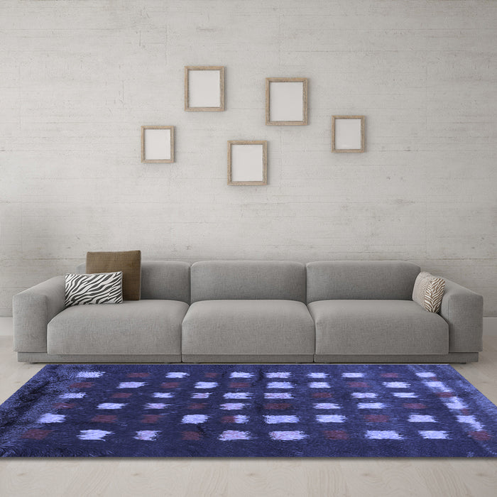 Machine Washable Abstract Blue Contemporary Rug in a Living Room, wshcon1205blu