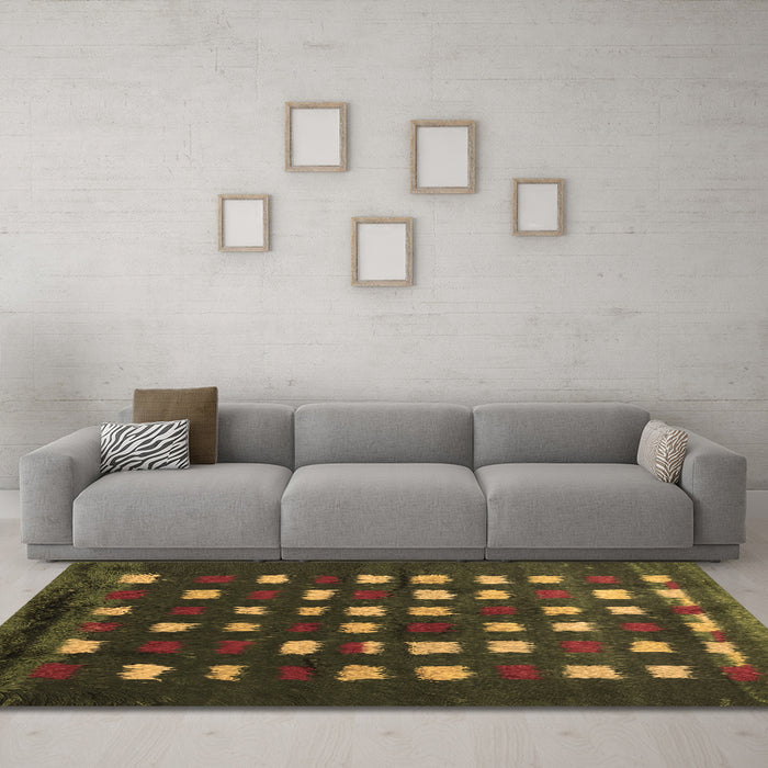 Machine Washable Abstract Brown Contemporary Rug in a Living Room,, wshcon1205brn
