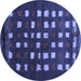 Round Abstract Blue Contemporary Rug, con1205blu