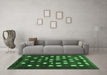 Machine Washable Abstract Emerald Green Contemporary Area Rugs in a Living Room,, wshcon1205emgrn