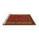 Serging Thickness of Machine Washable Contemporary Saddle Brown Rug, wshcon1206