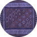 Round Machine Washable Oriental Blue Traditional Rug, wshcon1206blu