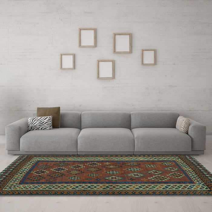 Machine Washable Oriental Light Blue Traditional Rug in a Living Room, wshcon1206lblu