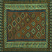 Square Machine Washable Oriental Turquoise Traditional Area Rugs, wshcon1206turq