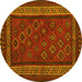 Round Machine Washable Oriental Yellow Traditional Rug, wshcon1206yw