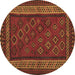 Round Oriental Brown Traditional Rug, con1206brn