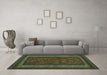 Machine Washable Oriental Turquoise Traditional Area Rugs in a Living Room,, wshcon1206turq