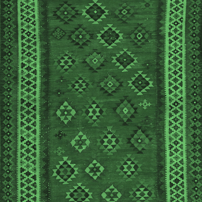 Machine Washable Oriental Emerald Green Traditional Area Rugs, wshcon1206emgrn