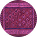 Round Machine Washable Oriental Purple Traditional Area Rugs, wshcon1206pur