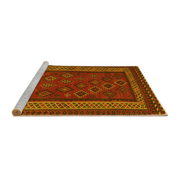 Sideview of Machine Washable Oriental Yellow Traditional Rug, wshcon1206yw