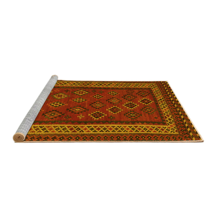 Sideview of Machine Washable Oriental Yellow Traditional Rug, wshcon1206yw