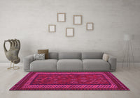 Machine Washable Oriental Pink Traditional Rug, wshcon1206pnk