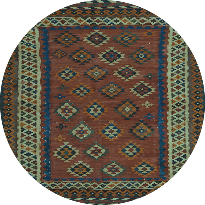 Round Machine Washable Oriental Light Blue Traditional Rug, wshcon1206lblu