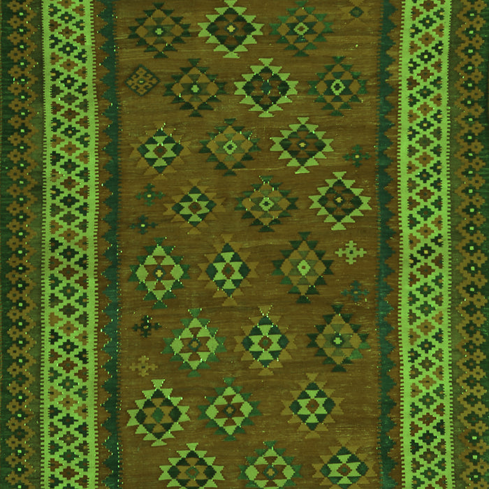 Serging Thickness of Machine Washable Oriental Green Traditional Area Rugs, wshcon1206grn