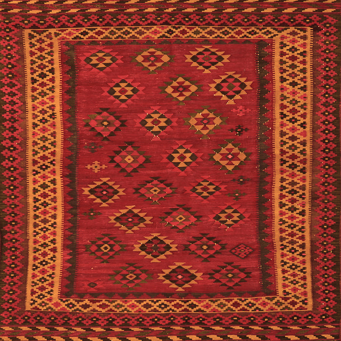 Round Machine Washable Oriental Orange Traditional Area Rugs, wshcon1206org