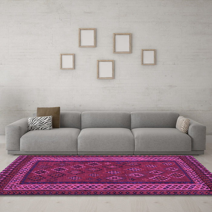 Machine Washable Oriental Purple Traditional Area Rugs in a Living Room, wshcon1206pur