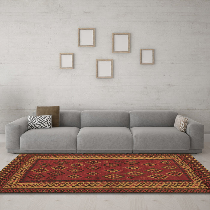 Machine Washable Oriental Brown Traditional Rug in a Living Room,, wshcon1206brn