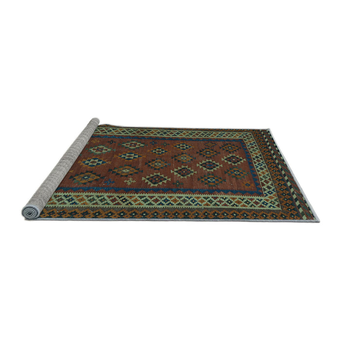Sideview of Machine Washable Oriental Light Blue Traditional Rug, wshcon1206lblu