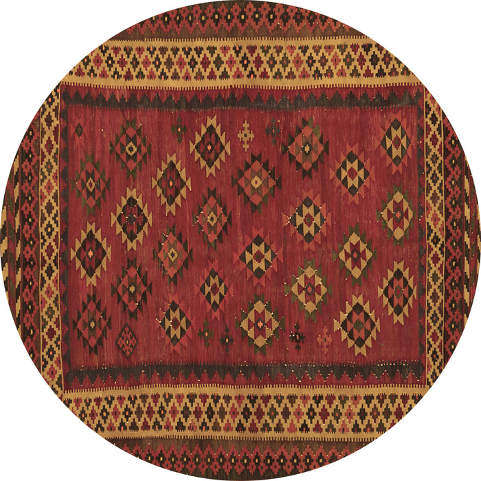 Round Machine Washable Oriental Brown Traditional Rug, wshcon1206brn