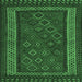 Square Machine Washable Oriental Emerald Green Traditional Area Rugs, wshcon1206emgrn