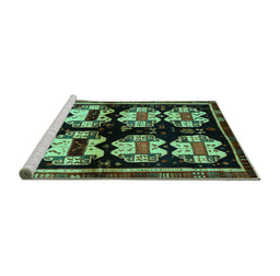 Sideview of Machine Washable Abstract Turquoise Contemporary Area Rugs, wshcon1207turq