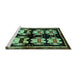 Sideview of Machine Washable Abstract Turquoise Contemporary Area Rugs, wshcon1207turq