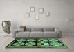 Machine Washable Abstract Turquoise Contemporary Area Rugs in a Living Room,, wshcon1207turq