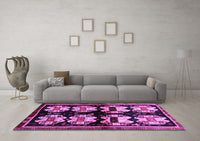 Machine Washable Abstract Purple Contemporary Rug, wshcon1207pur