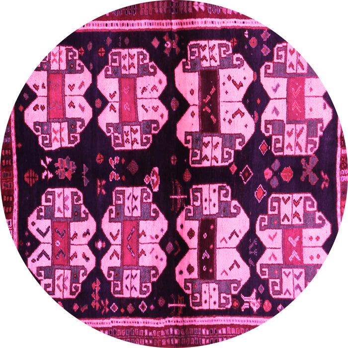 Round Abstract Pink Contemporary Rug, con1207pnk
