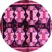 Round Abstract Pink Contemporary Rug, con1207pnk